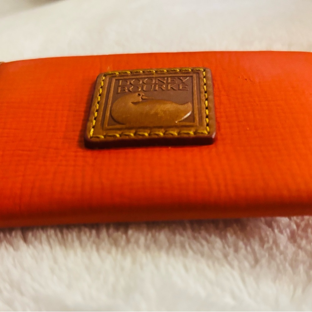 Dooney & Bourke Orange Leather Card Holder - Picture 4 of 6